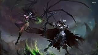 壁纸二:星际“沙拉·凯瑞甘”VS 魔兽“希尔瓦娜斯·风行者”