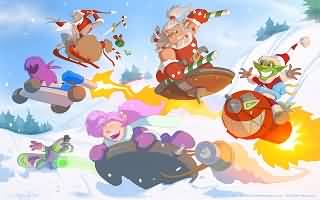 魔兽壁纸:圣诞快乐,艾泽拉斯的勇士们一起打雪仗