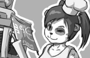 可爱的餐车熊猫人厨娘